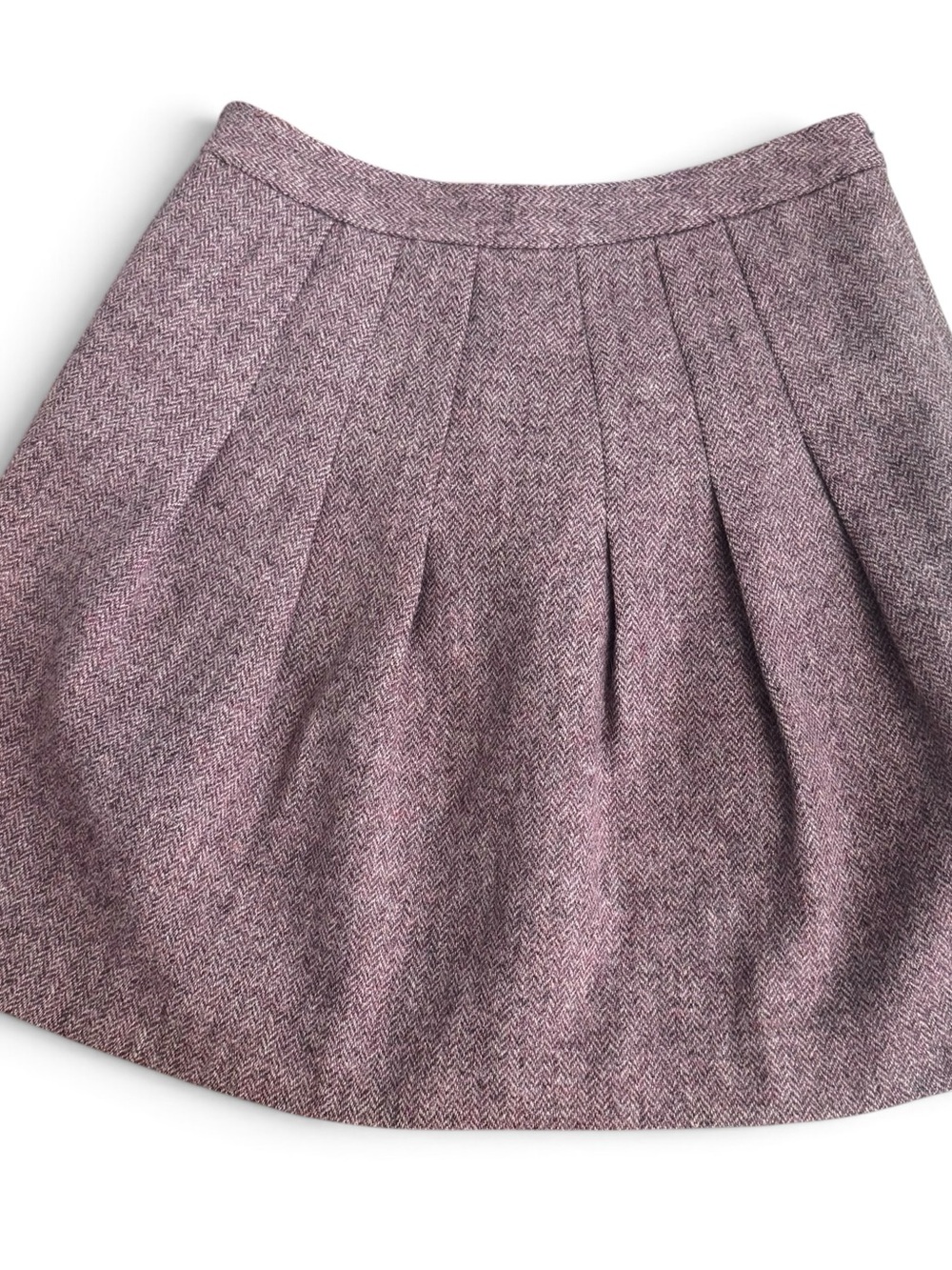 Wool pleated mauve Skirt with herringbone patter Gap size 1